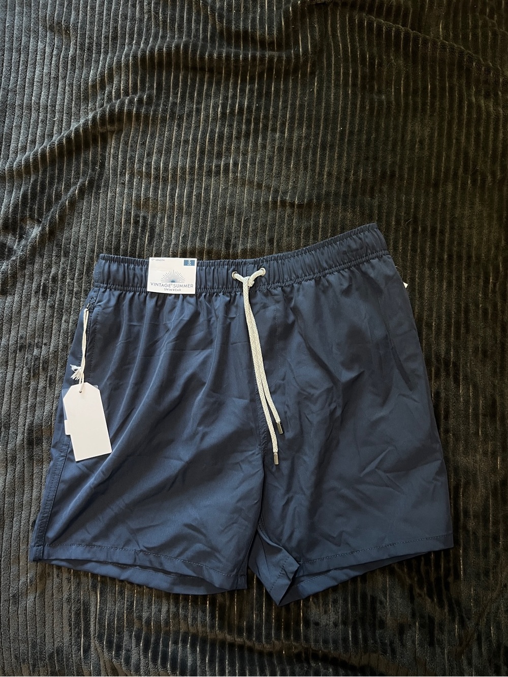Men’s Navy Swim Trunks with Drawstring and mesh lining